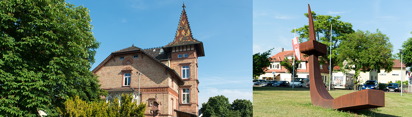 Jockgrim - Villa Sommer und Franz Bernhard Skulptur